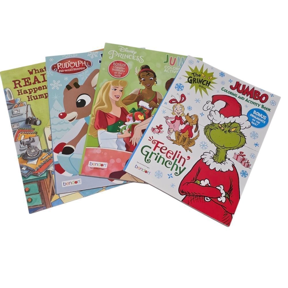 Kids Coloring Book Set - Grinch, Disney, Rudolph